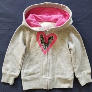 Gray and Pink Heart Kids Hoodie